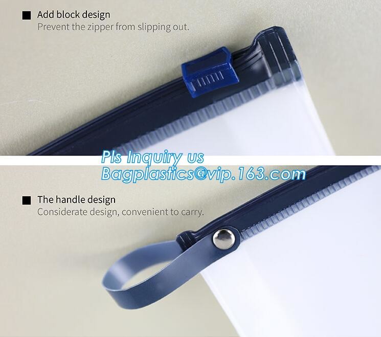 Standup Cosmetic PVC Bag With Slider, Promotional PVC Toiletry bag with zipper and slider, daily use of plastic bag with
