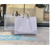 Buy cheap Semi Clear Plastic Gift Bags With Brown Handle Wedding Gift Packaging Bags Birthday Handbag Party Favors PP Gift Wrap from wholesalers