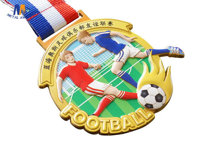 Imitation Gold Plating 65×4MM Football Stock Medals