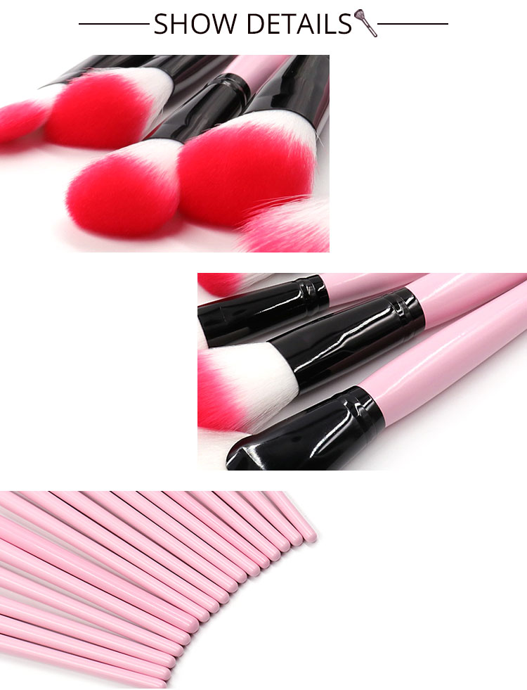 24Pcs Pink Handle Cosmetic Makeup Brush Set