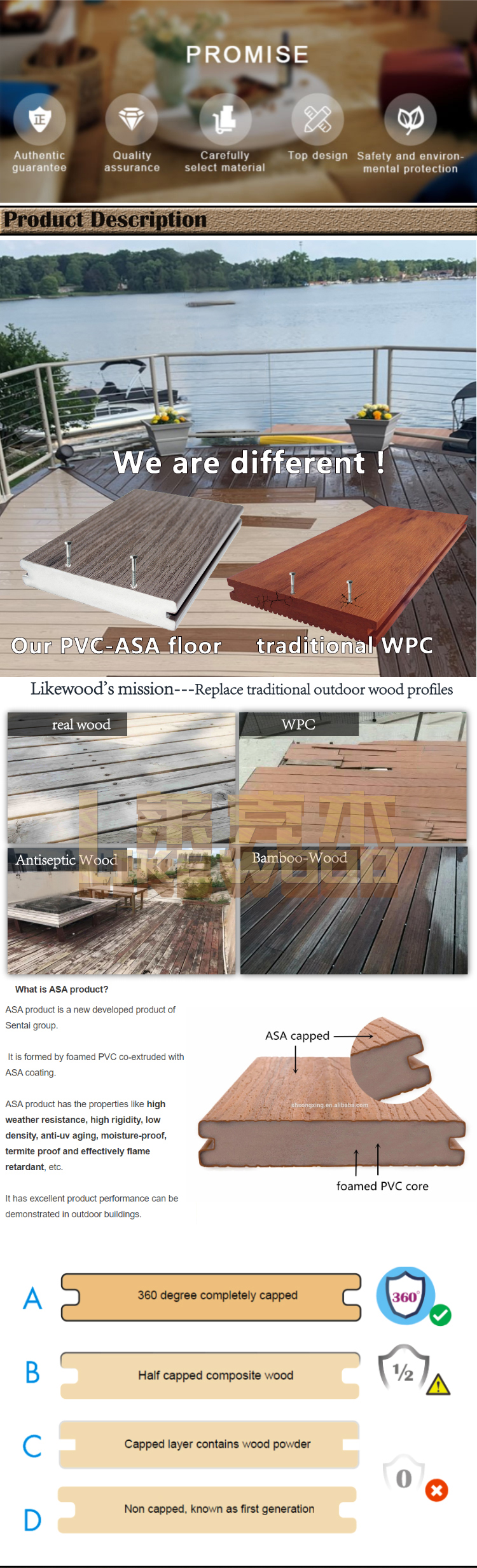 Beyond WPC Floor Hotsale Synthetic Teak PVC Outdoor 3D Decking Composite for Decking