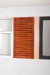 Dust Proof Aluminum Frame Glass Windows Reddish Brown Shutters 120mm Width