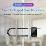 U Bracket Smart Glass Door Lock Electronic Digital Fingerprint Aluminum Materail