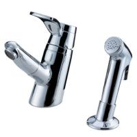 Buy cheap Sink Mounted Brass Two Hole Bathroom Faucet , Unique Pull Out Shower Tap product