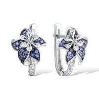 Buy cheap 925 Sterling Silver Hoop Earrings Cubic Zirconia Flower Shape Hoop Earrings for product