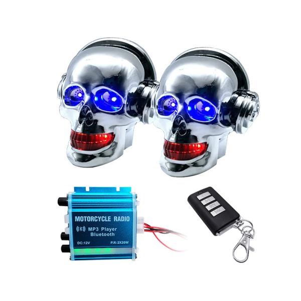 Buy cheap 2*15W 12v BT Skull Motorbike Bluetooth Speaker Radio System With Lighting from wholesalers