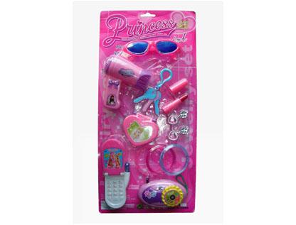 Buy cheap Fashion design beauty set with plastic toy moblie phone,liptick,camera,glass,keychain from wholesalers