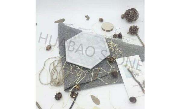 Buy cheap Hexagon Art Stone Tile Natural Marble White Easy Cleaning Customized Size from wholesalers