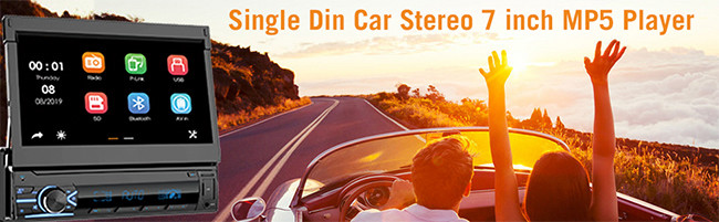 Video Single Din Car Stereo 6RCA Rear Camera Retractable Single Din Touch Screen