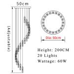 Long Crystal Staircase Chandelier Modern Design Indoor Lighting(WH-NC-100)