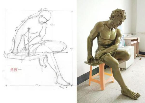 Buy cheap Handmade Fiberglass Resin Statues Sitting Style Fiberglass Human Statues from wholesalers