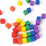 Colorful Wooden Cubes Building Blocks Toy Baby Color and Geometric Shape Wood