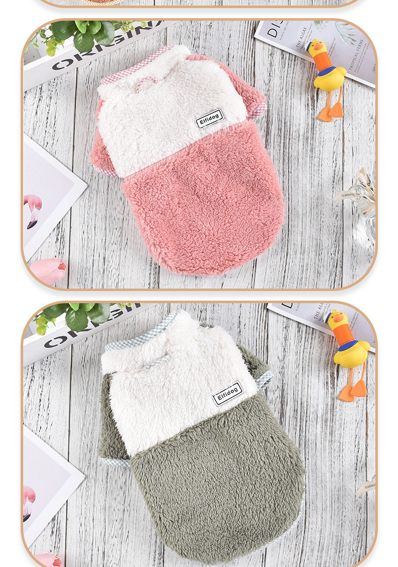 Dog Fleece Patchwork Top Pet Clothing Small Dog Autumn And Winter Cute Cotton Padded Coat