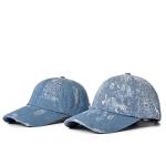 OEM Blue Denim Fabric Baseball Caps Embroidery 55cm Cotton Twill