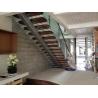 Buy cheap Customized Wooden Tread Straight Flight Staircase Glass Railing For Villa Design from wholesalers