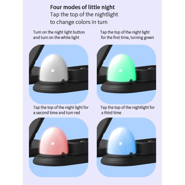 4 In 1 9V 5V 2A Qi Wireless Charge Dock With LED Night Light