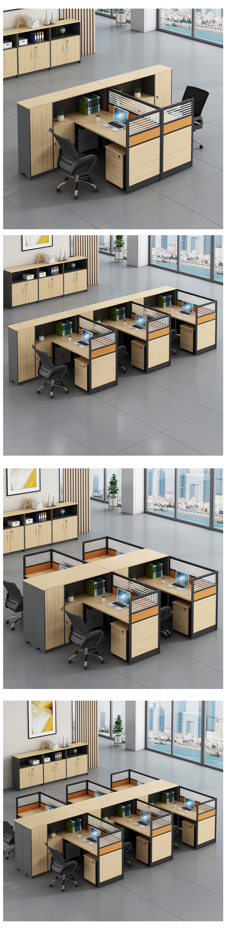 Office Furniture Combination Double Desk Computer Desk and Chair with Modern Design Style