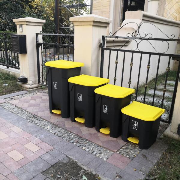 100L Outdoor Large Commercial Plastic Trash Can Household Trash Can with Lid Office Foot-operated Trash Can