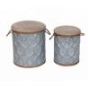 Buy cheap Modern Space Saving Metal Tin Cans With Fabric Storage Round Ottoman from wholesalers