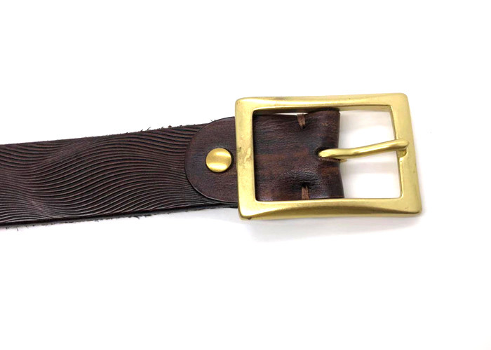 Brown Mens Casual Leather Belt Vintage Brass Square Pin Bcukle Western Styles