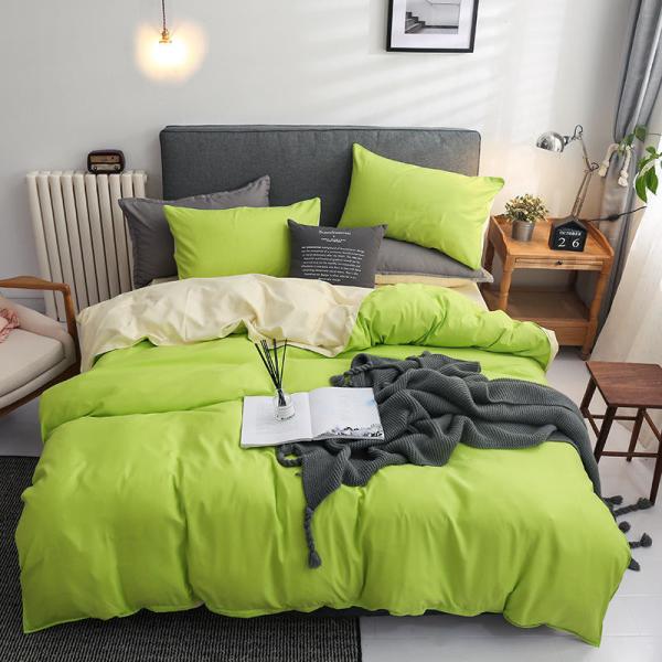 Buy cheap Contrast Color 4 Pcs Microfiber Bedding Set Solid Green Duvet Cover for King Size Bed from wholesalers
