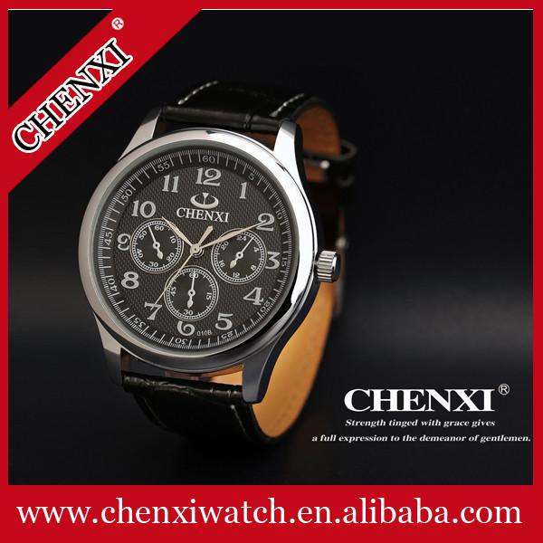Buy cheap 2015 Business Watch Leather Watch Strap Black White Original Japan Movt Stainless Steel Case Back OEM Leather Watches from wholesalers