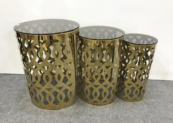 Buy cheap Three Piece Hollow 40cm Gold Plated Coffee Table from wholesalers