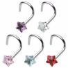 Buy cheap Prong Set Zircon Nose Screw Rings Piercing Nose Studs Body Jewelry 20g Star&Heart&Square from wholesalers