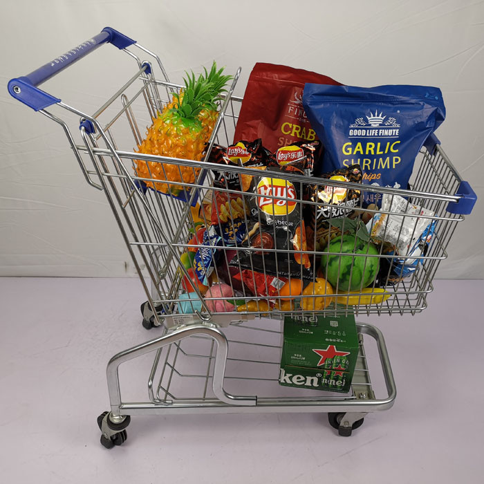125L Regular Size Supermarket Metal Trolley Powder Coating Warehouse Shopping Trolley