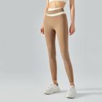Color contrast Yoga Pants women's high waist nylon trackless fitness leggings