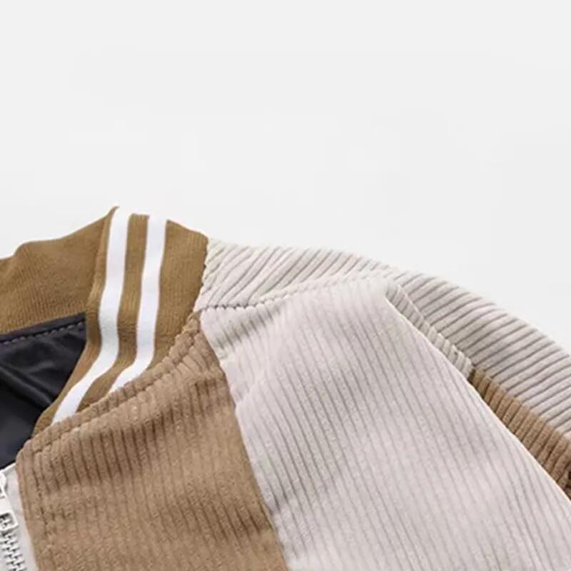 Patchwork Varsity/Letterman Corduroy Jacket Men′s Vintage Casual Baseball Jacket