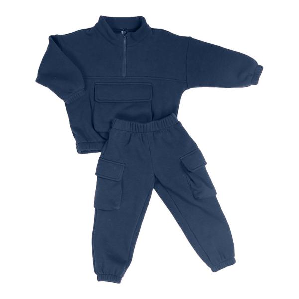 Half Zipper Fleece Tracksuit Set 300gsm Toddlers Winter Warm Sweatshirt With 3D Pockets Sweatpants Kids Jogger Set