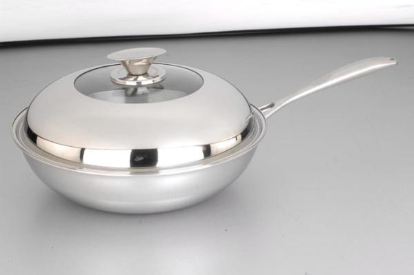 Buy cheap 2Pcs 3-ply stainless steel cookware wok SHSW-1010 from wholesalers