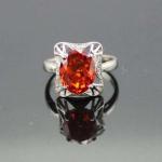 925 Sterling Silver Oval Purple Cubic Zircon Ring (F08)