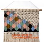 Macrame Wall Art Hanging Tapestry Wedding Decoration with Lace Fabrics, MACRAME