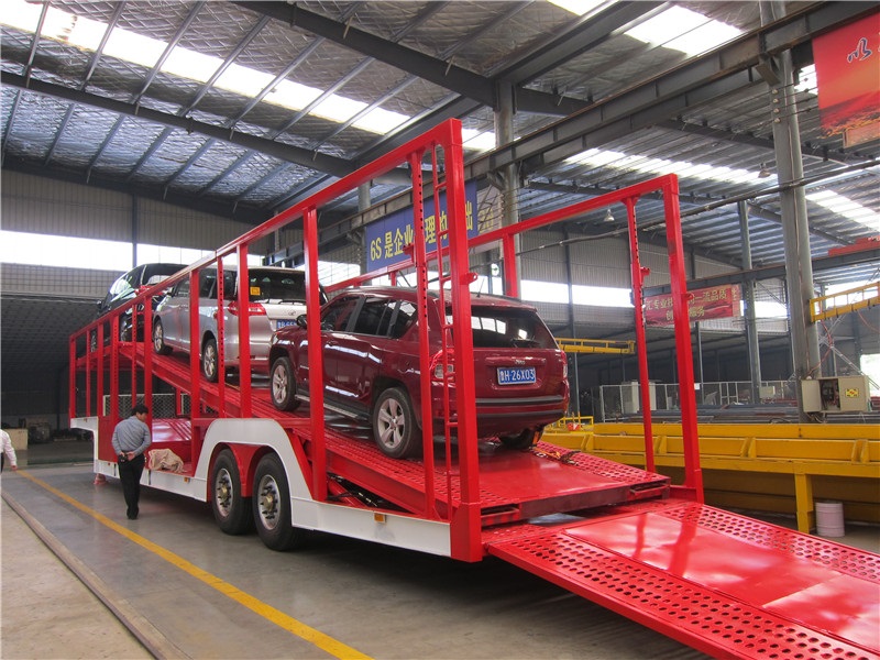 Air Brake Two Deck Pickup Truck Trailer Skeleton Type 6 Car Carrier Transport Trailer