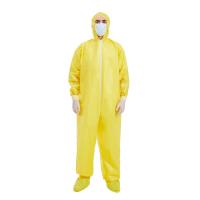 Buy cheap Yellow Disposable Protective Coverall With Shoe Cover S-3XL 20-60gsm product