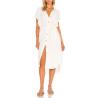 Buy cheap Summer White Casual Linen Dress Cotton Material Women Midi Dress from wholesalers