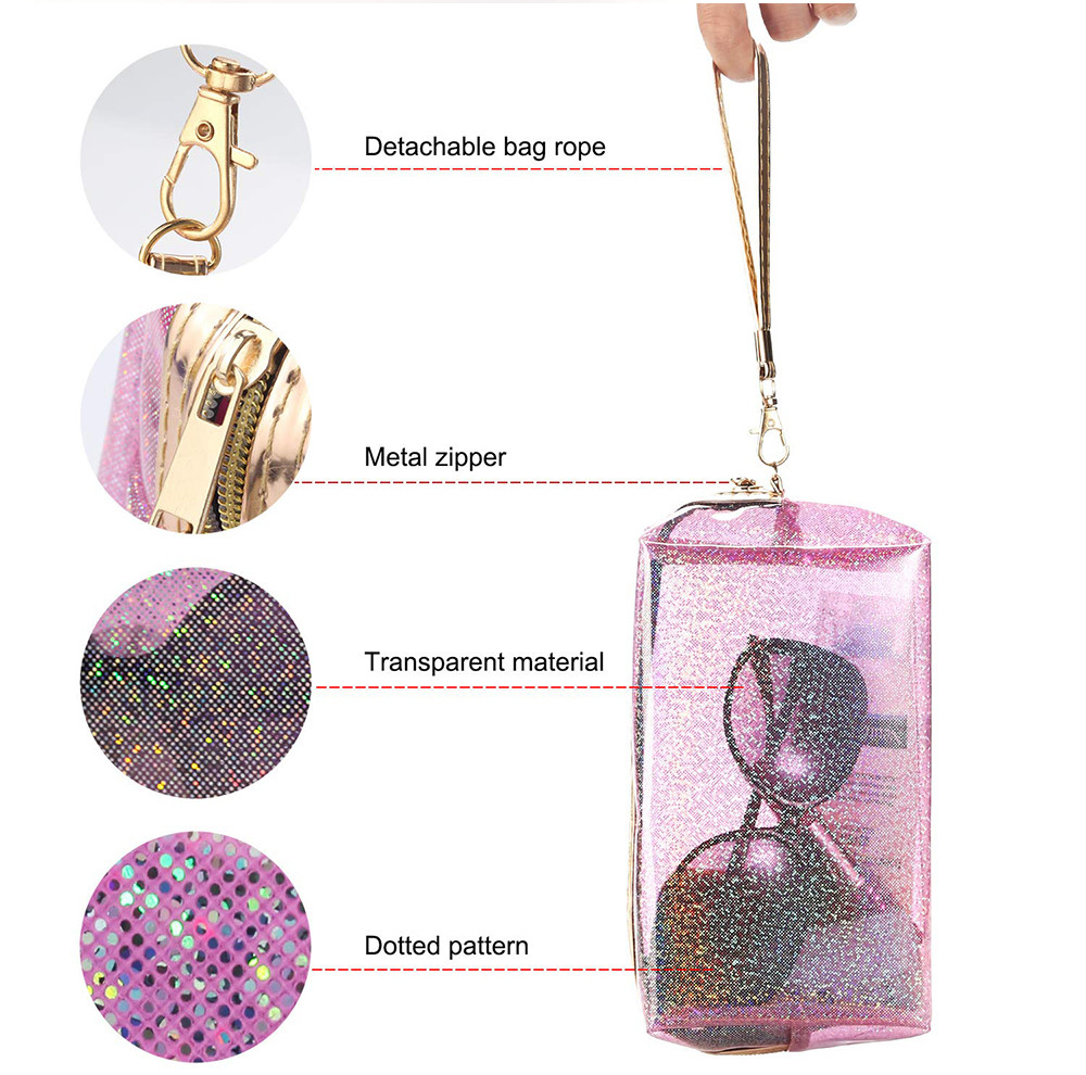 Zippered Transparent PVC Toiletry Bag With Handle Strap