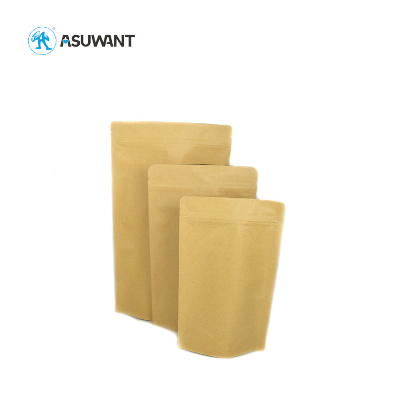 Child Resistant Kraft Zipper Pouch Recycled Brown