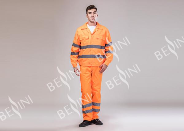 Buy cheap 80% Polyester 20% Cotton Heavy Duty Work Suit Orange Hi Vis Overalls Multi Pockets from wholesalers