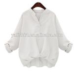 Stylish Women Long Sleeves Hemp Cotton Clothing V Neck Anti Pilling