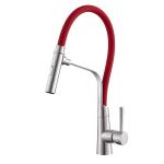 Sanitary Ware UPC Single Handle Stainless Steel Sink Taps Mixer Red Rubber Pull