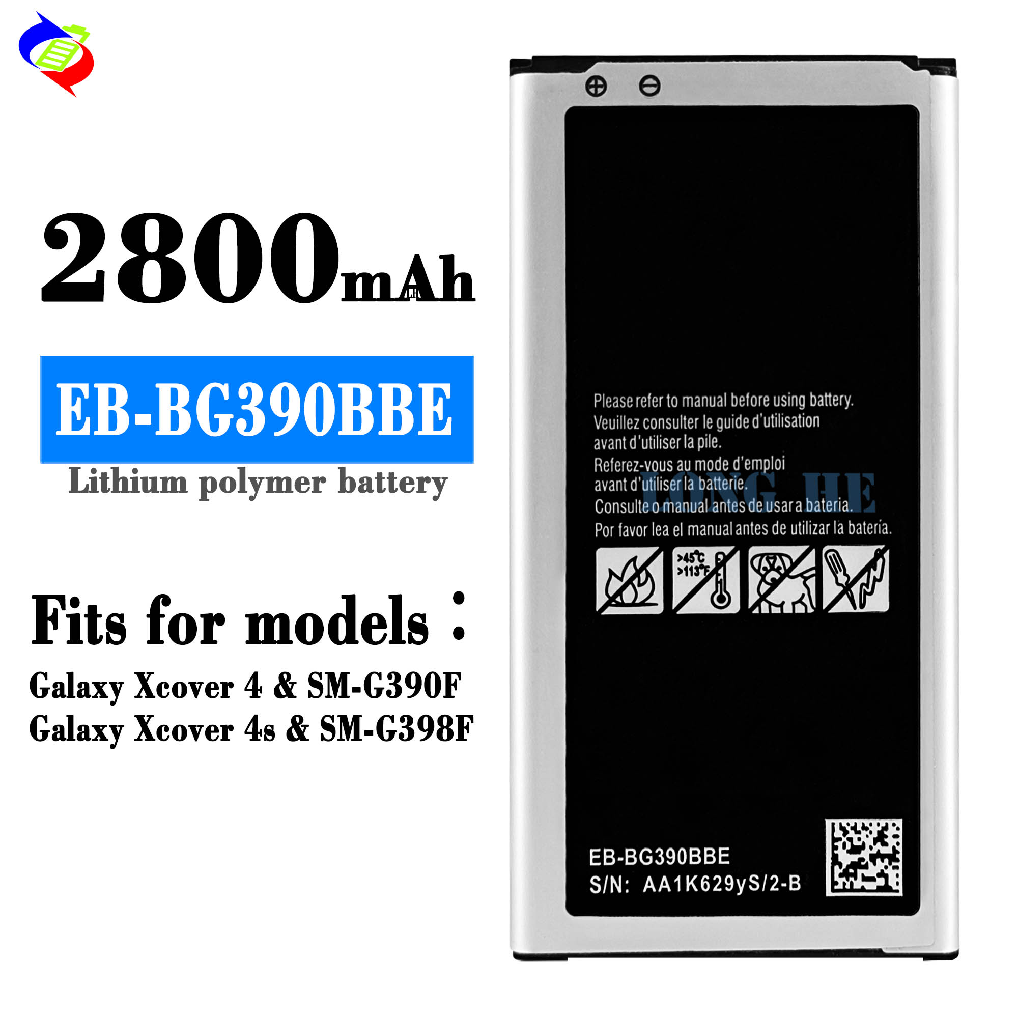 RECHARGABLE Li-Polymer Battery EB-BG390BBE 4.4V 2800mAh for Samsung Galaxy Xcover 4s