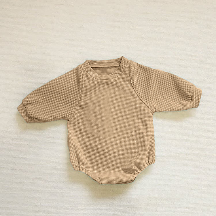 Custom Infant Baby Waffle Fabric Rompers Cotton 1 Piece Jumpsuit At Home Sleepwear