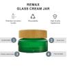Buy cheap 50g oval shape Green frosted Glass Bottle With bamboo Lid For Empty Cream Jar from wholesalers