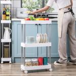Supermarket PP Aluminum Plastic Rolling Shelves Plastic Organizer Shelf