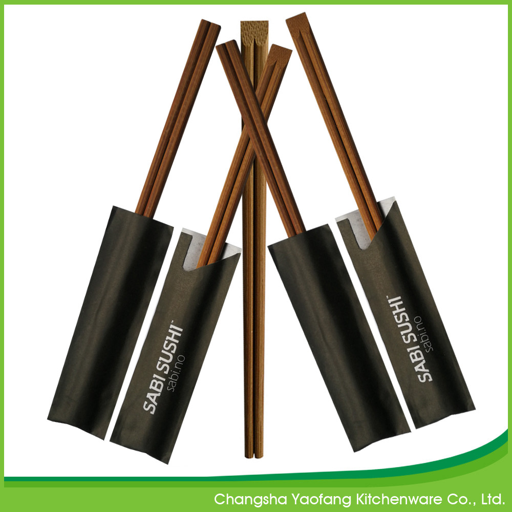 Bamboo 24cm Individually Wrapped Chopsticks Tensoge Carbonized Biodegradable