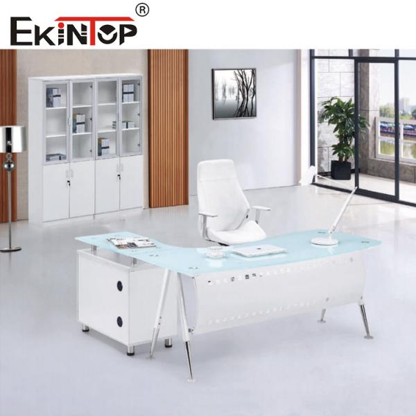 Buy cheap Blue White Modern L Shape Glass Tables For Home Office Furniture from wholesalers