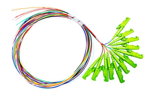 G657A1 LSZH PVC 12 Colors Fiber Optic Pigtails APC Single Mode 0.9mm E2000